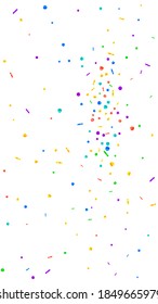 Festive classy confetti. Celebration stars. Festive confetti on white background. Flawless festive overlay template. Vertical vector background.