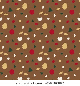 A festive collection of seamless Christmas patterns featuring stars, ornaments, snowflakes, and holiday colors  perfect for wrapping paper, greeting cards, and seasonal designs.