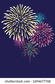 Festive color firework background. Vector illustration.