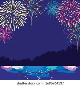 Festive color firework background. Vector illustration.