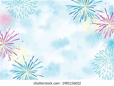 Festive color firework background  Vector illustration 