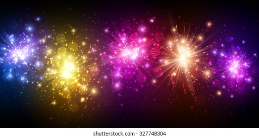 Festive color firework background. Vector illustration.