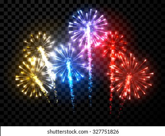 Festive color firework background. Vector illustration.