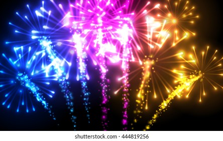 Festive color firework background. Vector illustration.