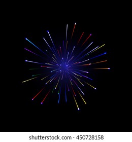 Festive color firework background. Vector illustration.