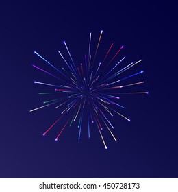 Festive color firework background. Vector illustration.