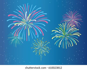 Festive color firework background. Vector illustration.