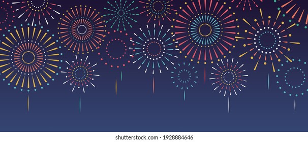 Festive color firework. Vector illustration.