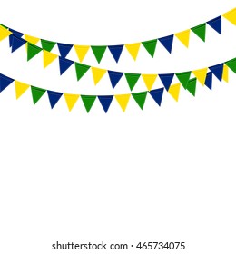 Festive color flags of Brazil on White Background. Vector Illustration. EPS10