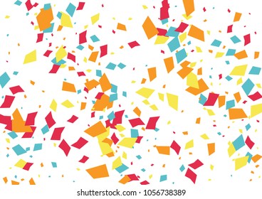 Festive color rectangle confetti background. Abstract frame confetti texture for holiday, postcard, poster, website, carnivals, birthday and children's parties. Cover confetti mock-up. Wedding card 