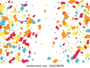 Festive color rectangle confetti background. Abstract frame confetti texture for holiday, postcard, poster, website, carnivals, birthday and children's parties. Cover confetti mock-up. Wedding card 