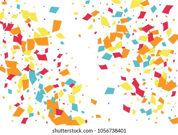 Festive color rectangle confetti background. Abstract frame confetti texture for holiday, postcard, poster, website, carnivals, birthday and children's parties. Cover confetti mock-up. Wedding card 