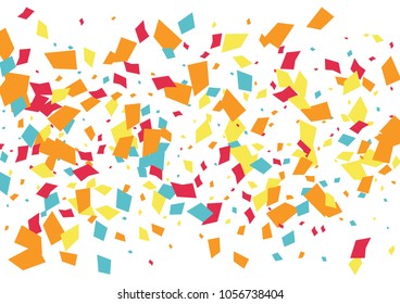 Festive color rectangle confetti background. Abstract frame confetti texture for holiday, postcard, poster, website, carnivals, birthday and children's parties. Cover confetti mock-up. Wedding card 