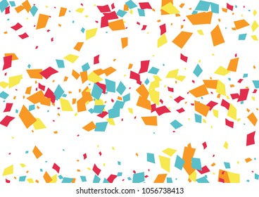Festive color rectangle confetti background. Abstract frame confetti texture for holiday, postcard, poster, website, carnivals, birthday and children's parties. Cover confetti mock-up. Wedding card 