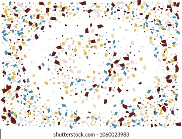 Festive color rectangle confetti background. Abstract frame confetti texture for holiday, postcard, poster, website, carnivals, birthday and children's parties. Cover confetti mock-up. Wedding card 