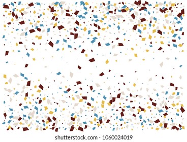 Festive color rectangle confetti background. Abstract frame confetti texture for holiday, postcard, poster, website, carnivals, birthday and children's parties. Cover confetti mock-up. Wedding card 
