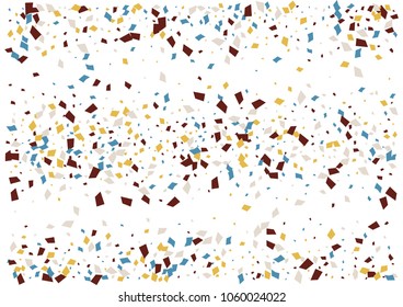 Festive color rectangle confetti background. Abstract frame confetti texture for holiday, postcard, poster, website, carnivals, birthday and children's parties. Cover confetti mock-up. Wedding card 