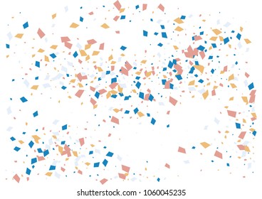 Festive color rectangle confetti background. Abstract frame confetti texture for holiday, postcard, poster, website, carnivals, birthday and children's parties. Cover confetti mock-up. Wedding card 