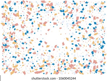 Festive color rectangle confetti background. Abstract frame confetti texture for holiday, postcard, poster, website, carnivals, birthday and children's parties. Cover confetti mock-up. Wedding card 