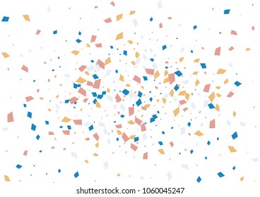 Festive color rectangle confetti background. Abstract frame confetti texture for holiday, postcard, poster, website, carnivals, birthday and children's parties. Cover confetti mock-up. Wedding card 