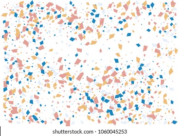 Festive color rectangle confetti background. Abstract frame confetti texture for holiday, postcard, poster, website, carnivals, birthday and children's parties. Cover confetti mock-up. Wedding card 