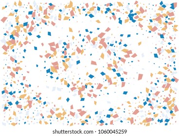 Festive color rectangle confetti background. Abstract frame confetti texture for holiday, postcard, poster, website, carnivals, birthday and children's parties. Cover confetti mock-up. Wedding card 
