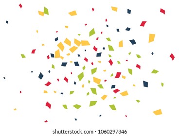 Festive color rectangle confetti background. Abstract frame confetti texture for holiday, postcard, poster, website, carnivals, birthday and children's parties. Cover confetti mock-up. Wedding card 