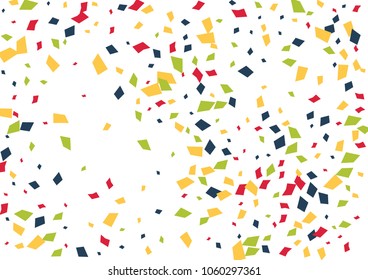 Festive color rectangle confetti background. Abstract frame confetti texture for holiday, postcard, poster, website, carnivals, birthday and children's parties. Cover confetti mock-up. Wedding card 