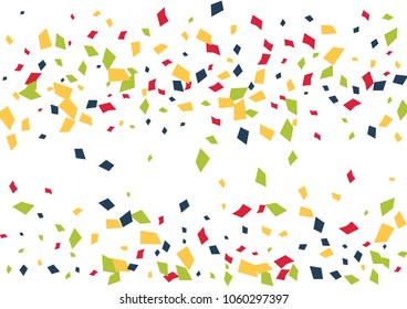 Festive color rectangle confetti background. Abstract frame confetti texture for holiday, postcard, poster, website, carnivals, birthday and children's parties. Cover confetti mock-up. Wedding card 