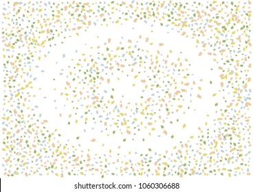 Festive color rectangle confetti background. Abstract frame confetti texture for holiday, postcard, poster, website, carnivals, birthday and children's parties. Cover confetti mock-up. Wedding card 