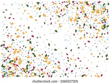 Festive color rectangle confetti background. Abstract frame confetti texture for holiday, postcard, poster, website, carnivals, birthday and children's parties. Cover confetti mock-up. Wedding card 