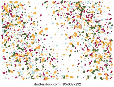 Festive color rectangle confetti background. Abstract frame confetti texture for holiday, postcard, poster, website, carnivals, birthday and children's parties. Cover confetti mock-up. Wedding card 