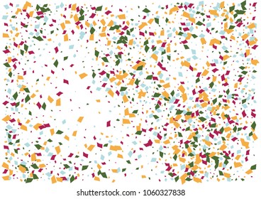 Festive color rectangle confetti background. Abstract frame confetti texture for holiday, postcard, poster, website, carnivals, birthday and children's parties. Cover confetti mock-up. Wedding card 