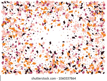 Festive color rectangle confetti background. Abstract frame confetti texture for holiday, postcard, poster, website, carnivals, birthday and children's parties. Cover confetti mock-up. Wedding card 