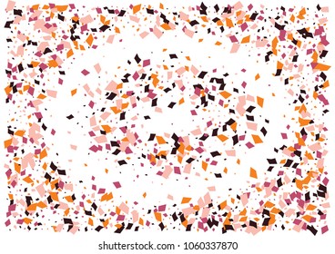 Festive color rectangle confetti background. Abstract frame confetti texture for holiday, postcard, poster, website, carnivals, birthday and children's parties. Cover confetti mock-up. Wedding card 