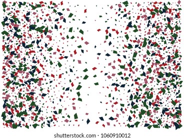 Festive color rectangle confetti background. Abstract frame confetti texture for holiday, postcard, poster, website, carnivals, birthday and children's parties. Cover confetti mock-up. Wedding card 