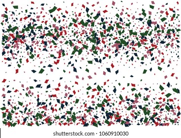 Festive color rectangle confetti background. Abstract frame confetti texture for holiday, postcard, poster, website, carnivals, birthday and children's parties. Cover confetti mock-up. Wedding card 