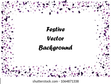 Festive color rectangle confetti background. Abstract frame confetti texture for holiday, postcard, poster, website, carnivals, birthday and children's parties. Cover confetti mock-up. Wedding card 