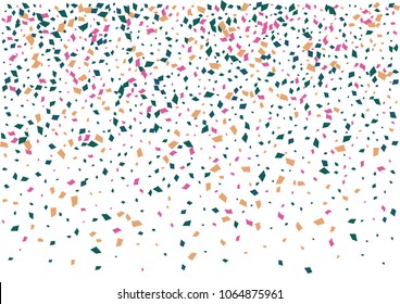 Festive color rectangle confetti background. Abstract frame confetti texture for holiday, postcard, poster, website, carnivals, birthday and children's parties. Cover confetti mock-up. Wedding card 