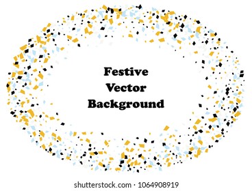 Festive color rectangle confetti background. Abstract frame confetti texture for holiday, postcard, poster, website, carnivals, birthday and children's parties. Cover confetti mock-up. Wedding card 