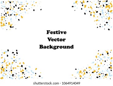 Festive color rectangle confetti background. Abstract frame confetti texture for holiday, postcard, poster, website, carnivals, birthday and children's parties. Cover confetti mock-up. Wedding card 