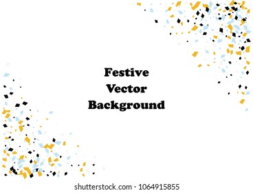 Festive color rectangle confetti background. Abstract frame confetti texture for holiday, postcard, poster, website, carnivals, birthday and children's parties. Cover confetti mock-up. Wedding card 