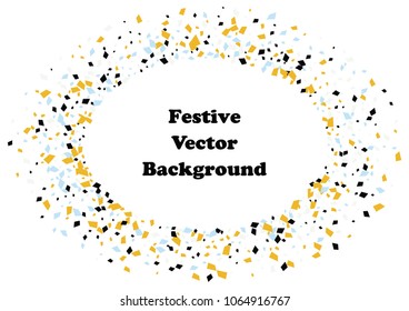 Festive color rectangle confetti background. Abstract frame confetti texture for holiday, postcard, poster, website, carnivals, birthday and children's parties. Cover confetti mock-up. Wedding card 