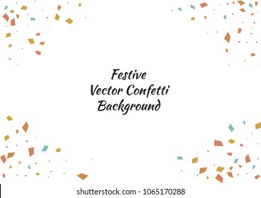 Festive color rectangle confetti background. Abstract frame confetti texture for holiday, postcard, poster, website, carnivals, birthday and children's parties. Cover confetti mock-up. Wedding card 