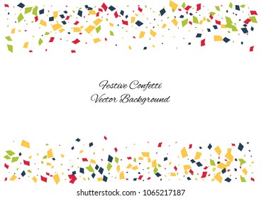 Festive color rectangle confetti background. Abstract frame confetti texture for holiday, postcard, poster, website, carnivals, birthday and children's parties. Cover confetti mock-up. Wedding card 
