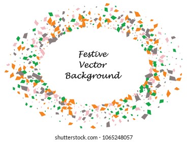 Festive color rectangle confetti background. Abstract frame confetti texture for holiday, postcard, poster, website, carnivals, birthday and children's parties. Cover confetti mock-up. Wedding card 