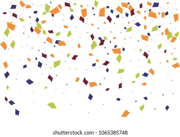 Festive color rectangle confetti background. Abstract frame confetti texture for holiday, postcard, poster, website, carnivals, birthday and children's parties. Cover confetti mock-up. Wedding card 