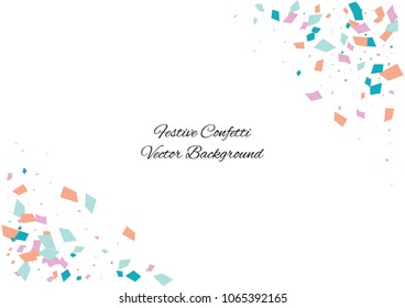 Festive color rectangle confetti background. Abstract frame confetti texture for holiday, postcard, poster, website, carnivals, birthday and children's parties. Cover confetti mock-up. Wedding card 