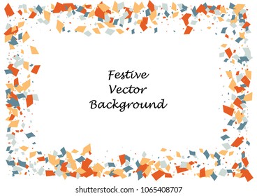 Festive color rectangle confetti background. Abstract frame confetti texture for holiday, postcard, poster, website, carnivals, birthday and children's parties. Cover confetti mock-up. Wedding card 