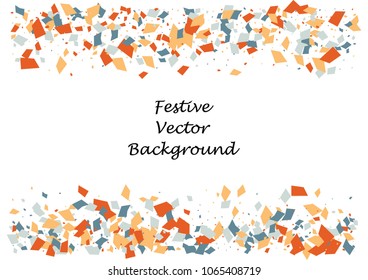 Festive color rectangle confetti background. Abstract frame confetti texture for holiday, postcard, poster, website, carnivals, birthday and children's parties. Cover confetti mock-up. Wedding card 